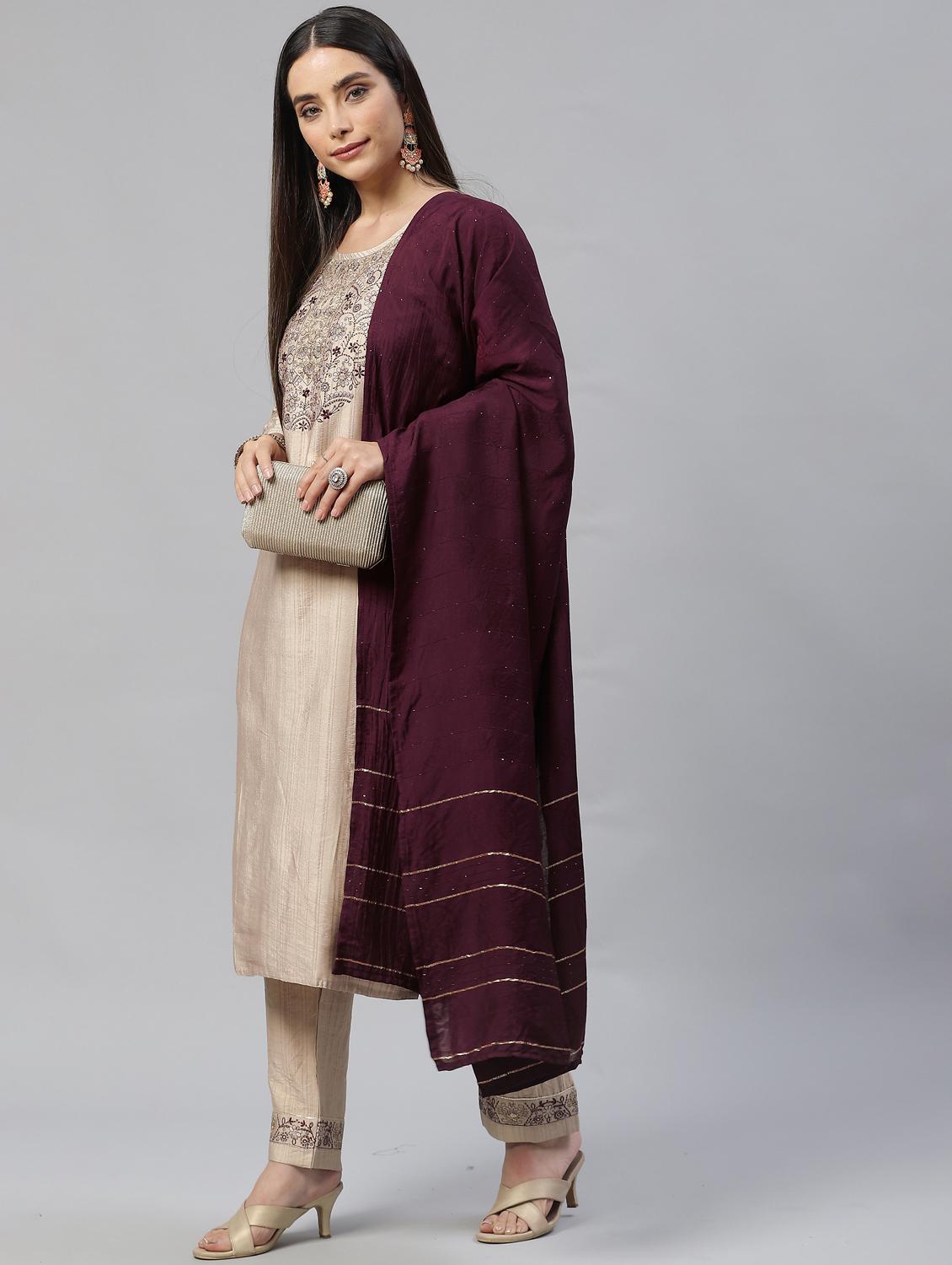 embroidered kurta set with dupatta - 18875407 - Standard Image - 3