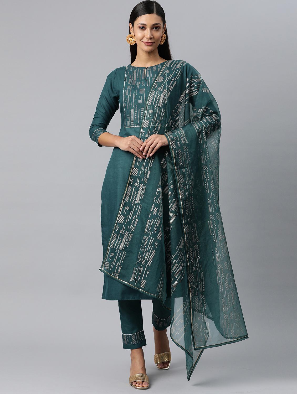 gota patti kurta pant set with dupatta - 18875412 - Zoom Image - 0