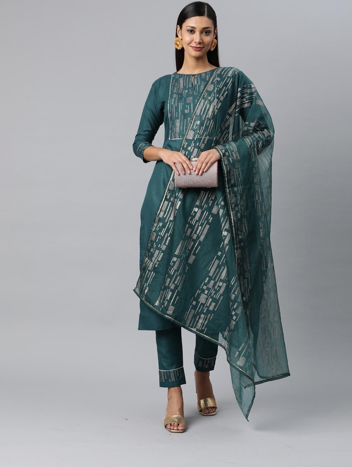 gota patti kurta pant set with dupatta - 18875412 - Standard Image - 3