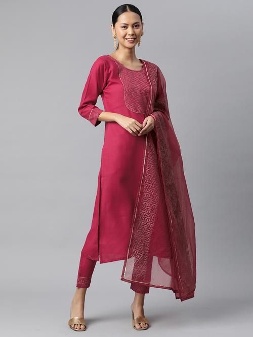 foil printed kurta set with dupatta  - 18875414 -  Standard Image - 0