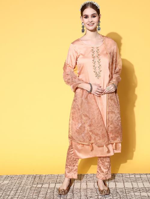embroidered kurta set with dupatta - 18875434 - Standard Image - 0