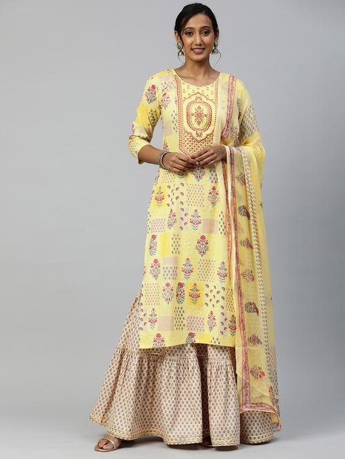 embroidered suit set with dupatta - 18875471 - Standard Image - 0