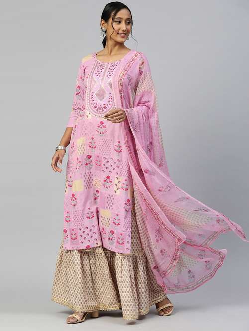 embroidered suit set with dupatta - 18875473 -  Standard Image - 0