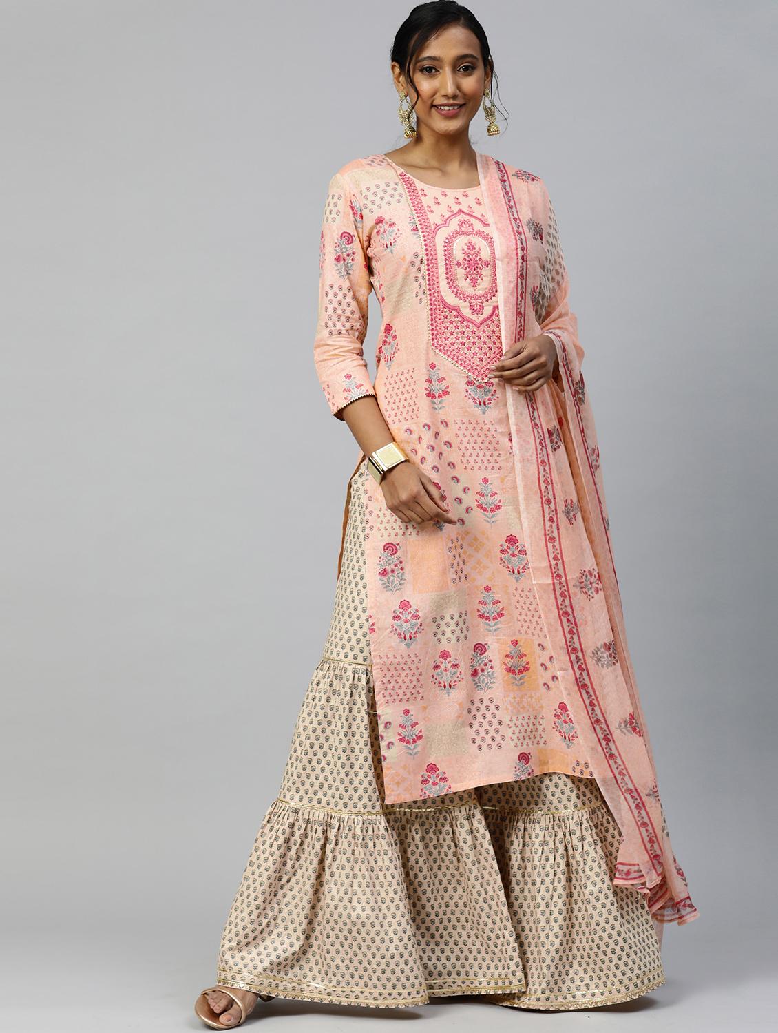 embroidered suit set with dupatta - 18875474 -  Zoom Image - 0