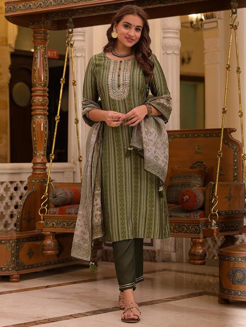 embroidered kurta pant dupatta set - 18875695 -  Standard Image - 0