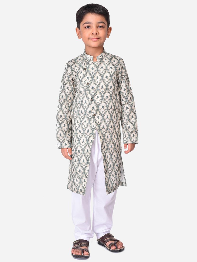 boys mandarin neck printed kurta pyjama set - 18875994 - Zoom Image - 0