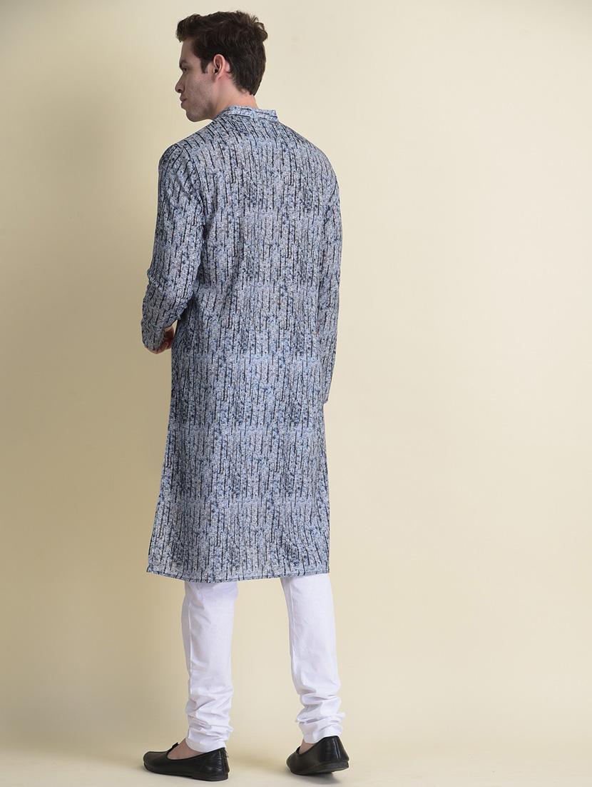 men printed kurta churidar ethnic wear set - 18876073 - Standard Image - 3