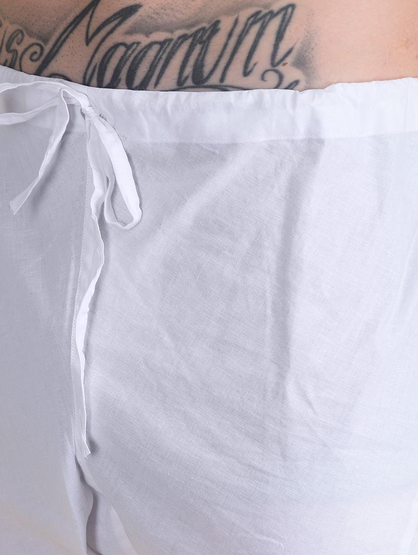 white cotton kurta pyjama ethnic wear set - 18876089 - Standard Image - 5