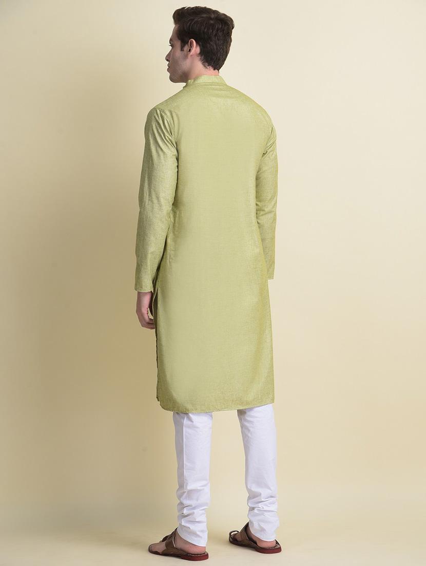 men solid kurta churidar ethnic wear set - 18876096 - Standard Image - 3