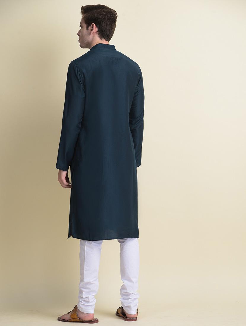 men solid kurta churidar ethnic wear set - 18876105 - Standard Image - 3
