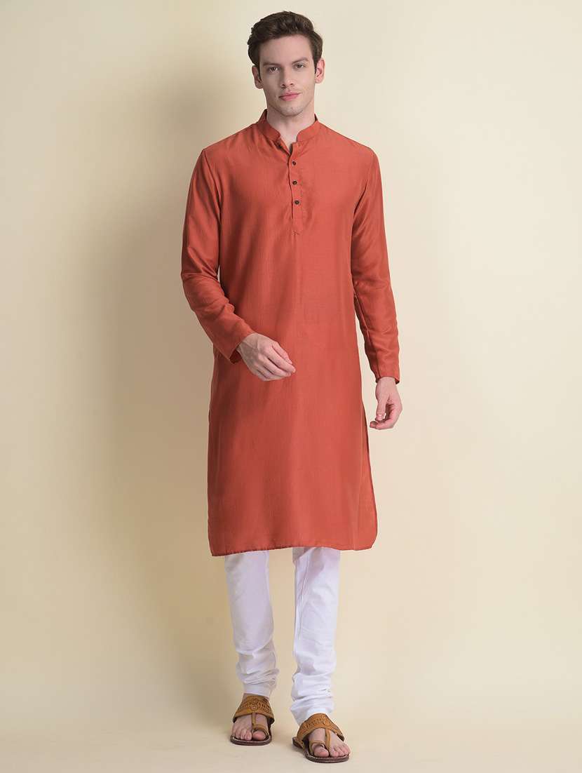 men solid kurta churidar ethnic wear set - 18876108 -  Zoom Image - 0