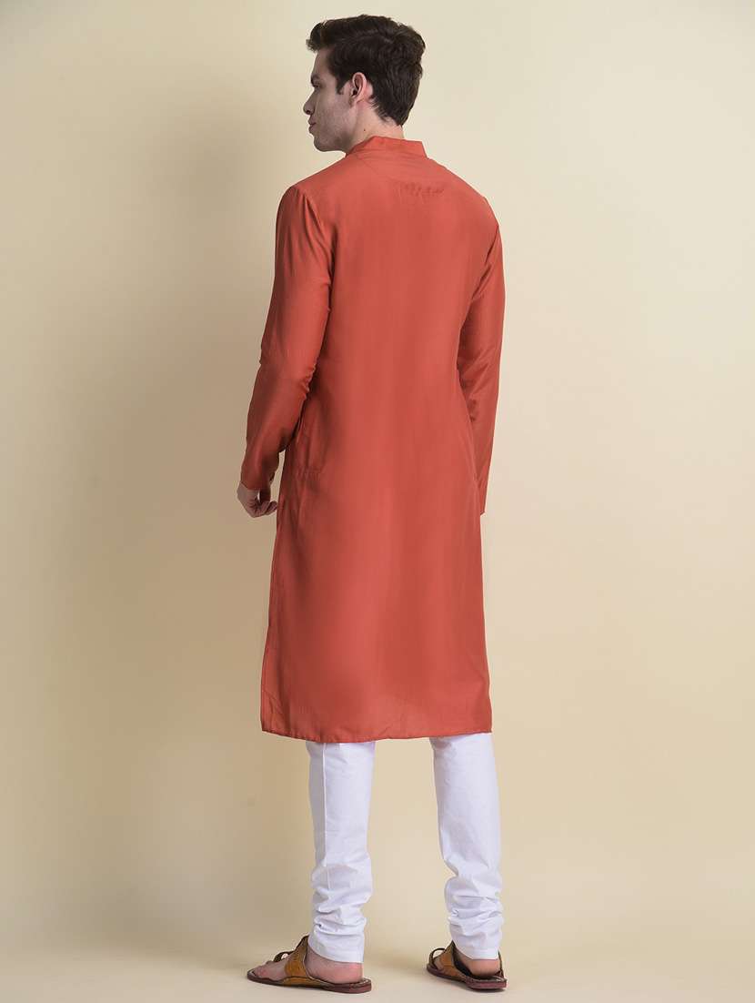 men solid kurta churidar ethnic wear set - 18876108 - Standard Image - 3