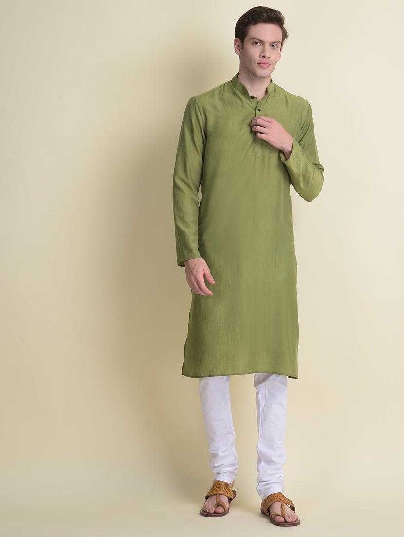 men solid kurta churidar ethnic wear set - 18876117 - Zoom Image - 0