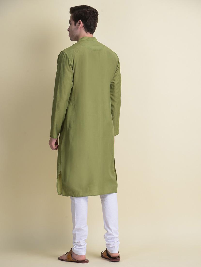 men solid kurta churidar ethnic wear set - 18876117 - Standard Image - 3
