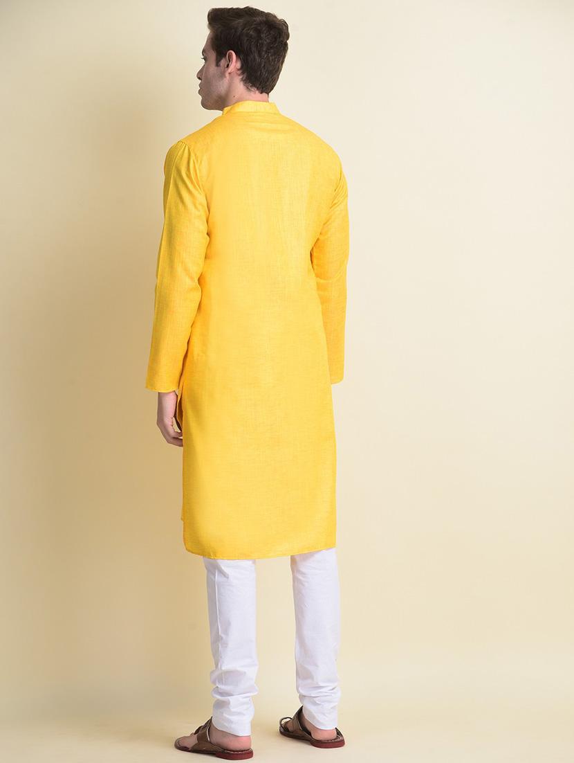 men solid kurta churidar ethnic wear set - 18876138 - Standard Image - 3