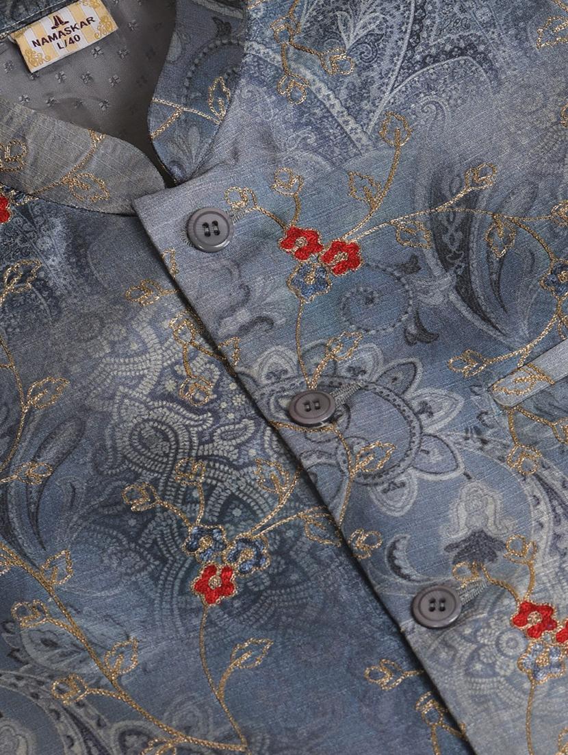 mandarin collar ethnic jacket - 18876228 - Standard Image - 3