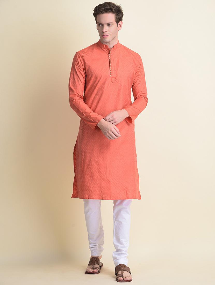 men self design mandarin neck long kurta - 18876288 - Zoom Image - 0