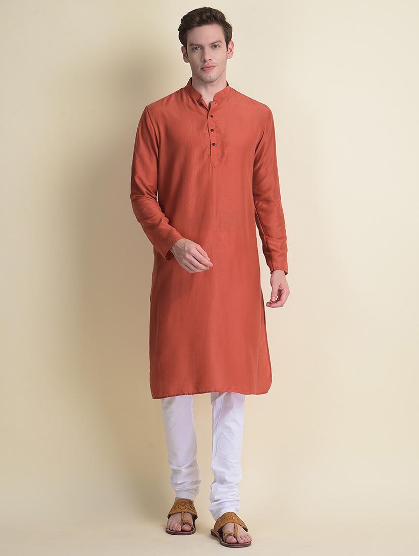 mandarin neck long sleeved long kurta - 18876316 - Zoom Image - 0