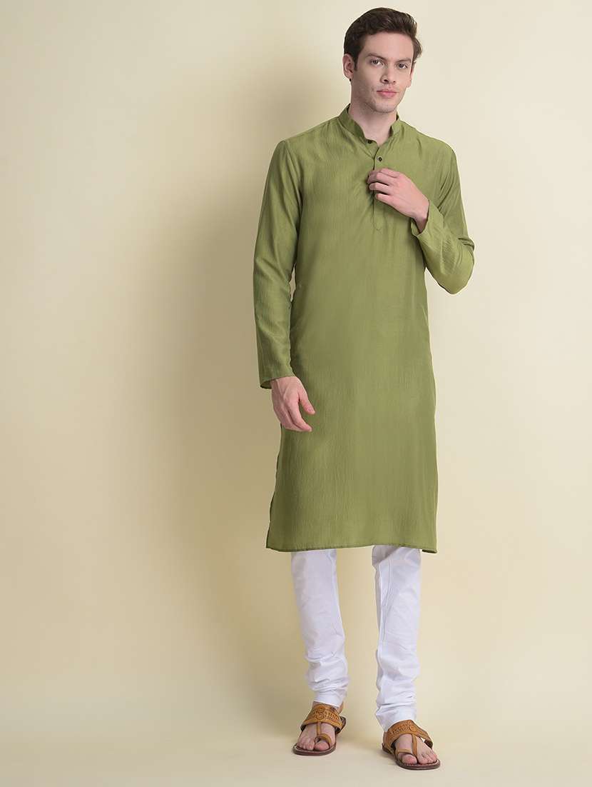 mandarin neck long sleeved long kurta - 18876319 - Zoom Image - 0