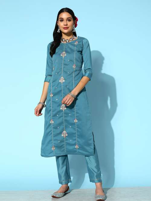 embroidered suit set with dupatta - 18876494 - Standard Image - 0