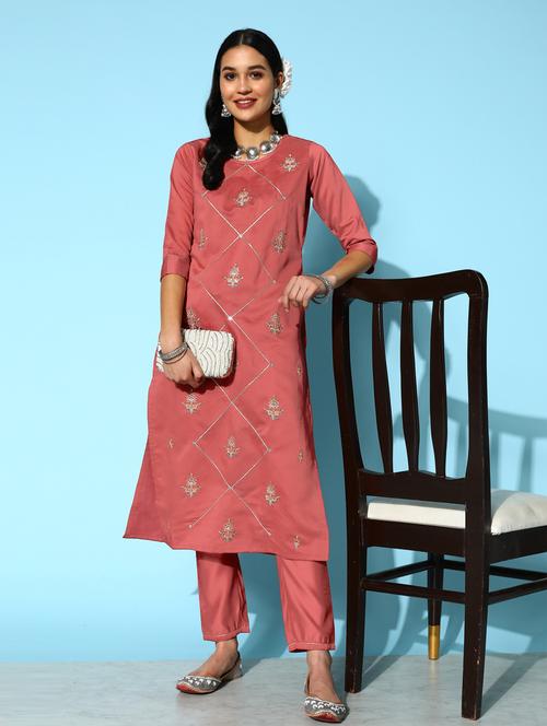 embroidered suit set with dupatta - 18876495 - Standard Image - 0