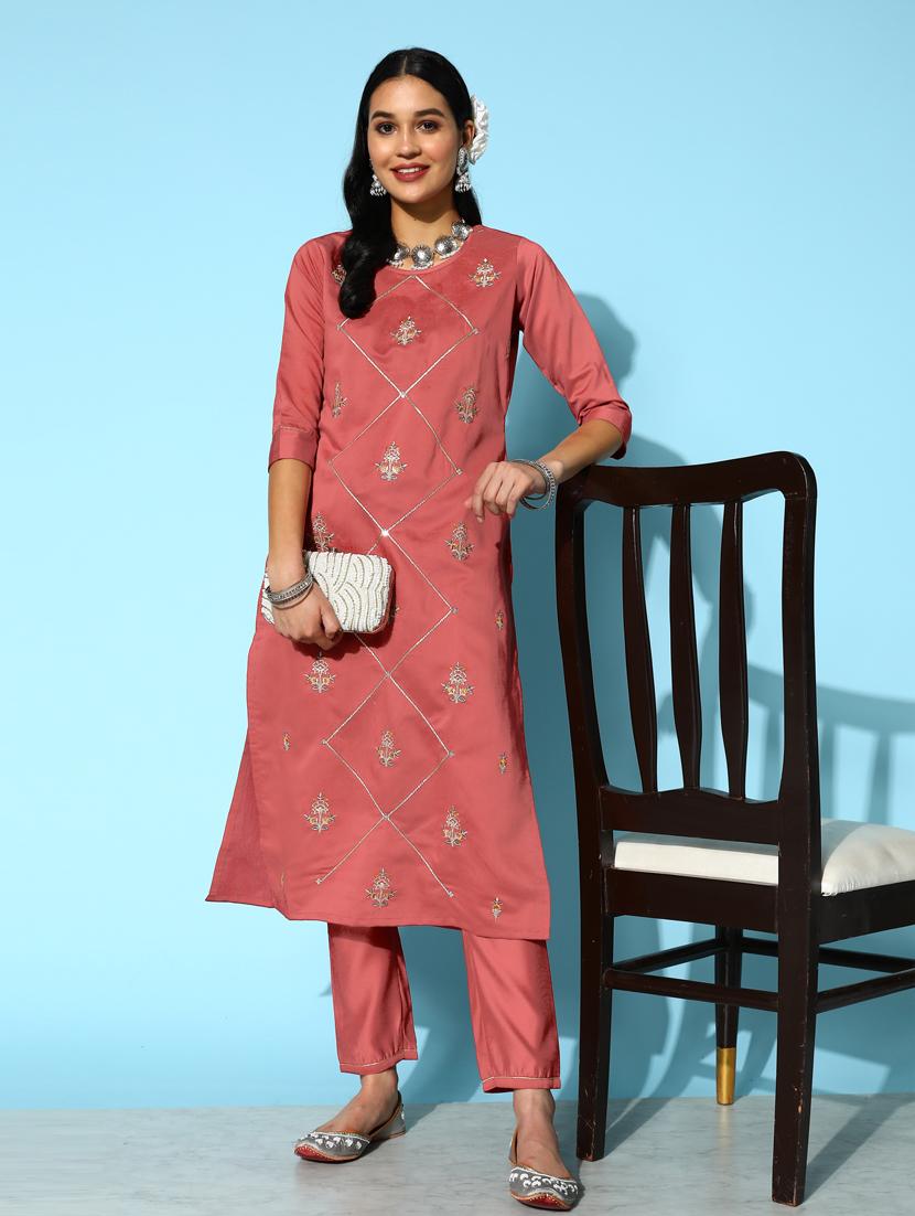 embroidered suit set with dupatta - 18876495 - Zoom Image - 0
