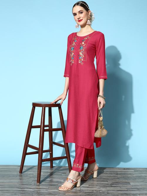 embroidered kurta set - 18876502 - Standard Image - 0
