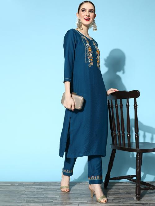 embroidered kurta set - 18876503 - Standard Image - 0