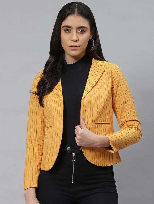 yellow cotton single breasted blazer - 18876603 - Standard Image - 0