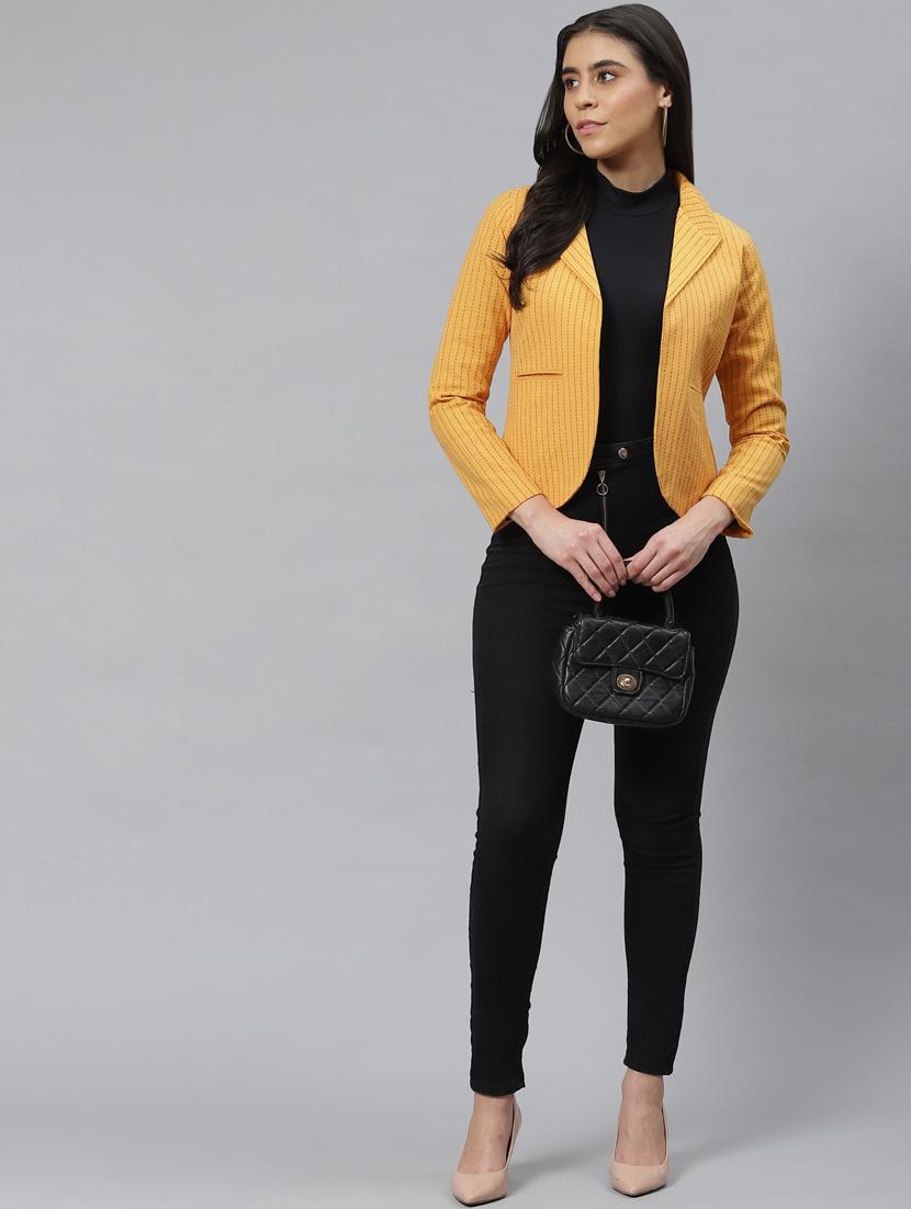 yellow cotton single breasted blazer - 18876603 - Standard Image - 3