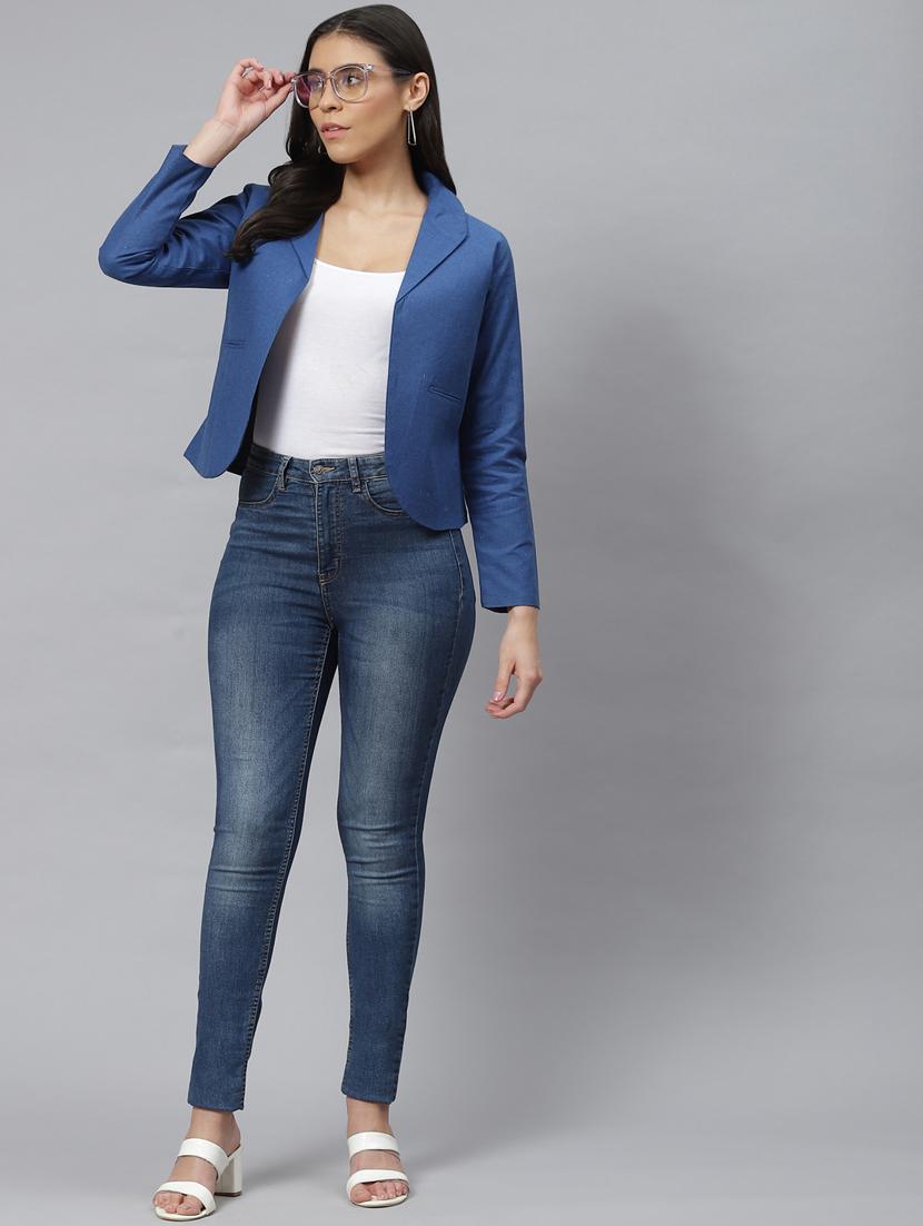 blue cotton single breasted blazer - 18876605 - Standard Image - 3