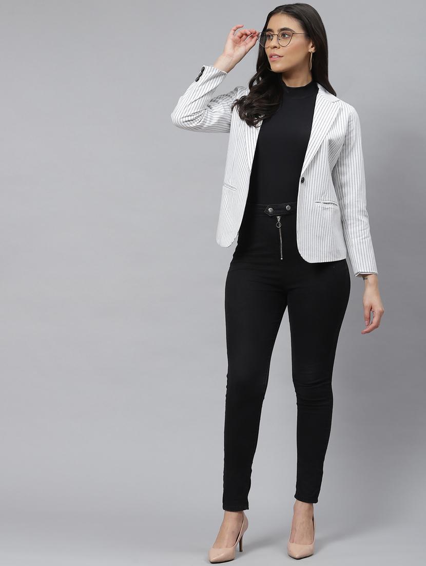 white cotton single breasted blazer - 18876606 - Standard Image - 3