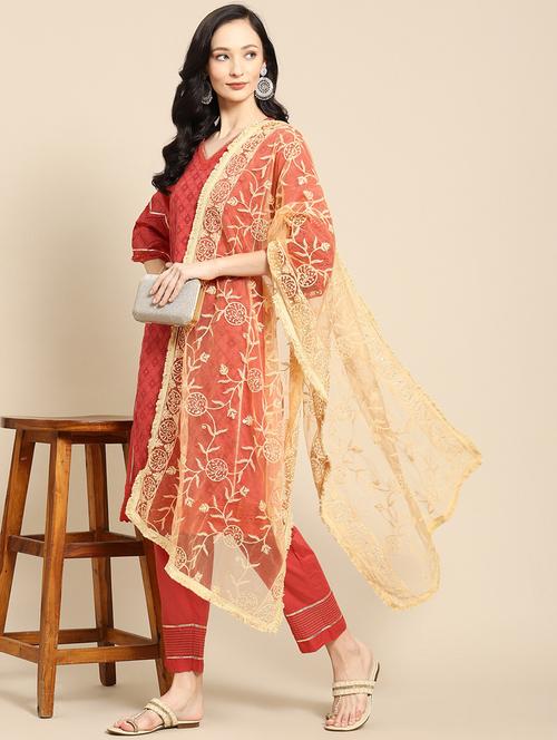 embroidered net dupatta - 18876716 -  Standard Image - 0