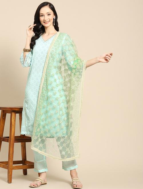 embroidered net dupatta - 18876736 -  Standard Image - 0