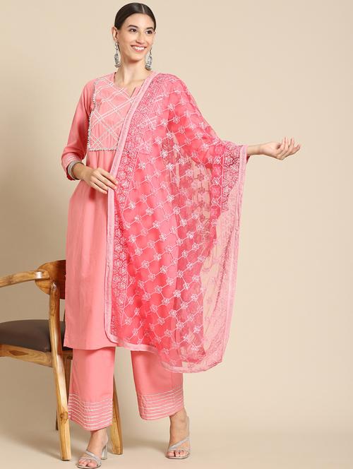 embroidered net dupatta - 18876738 -  Standard Image - 0