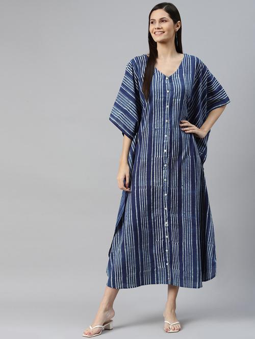 blue cotton kaftan dress - 18877431 - Standard Image - 0