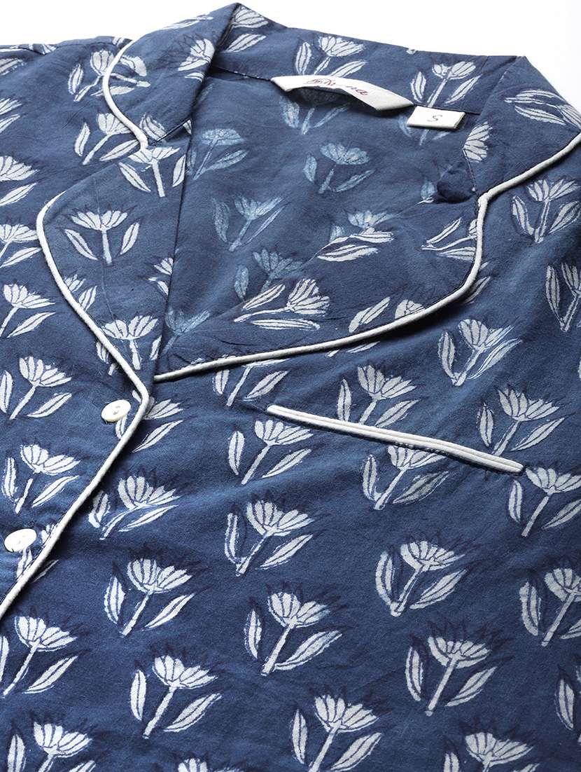 blue cotton pyjama nightwear set - 18877432 -  Standard Image - 5