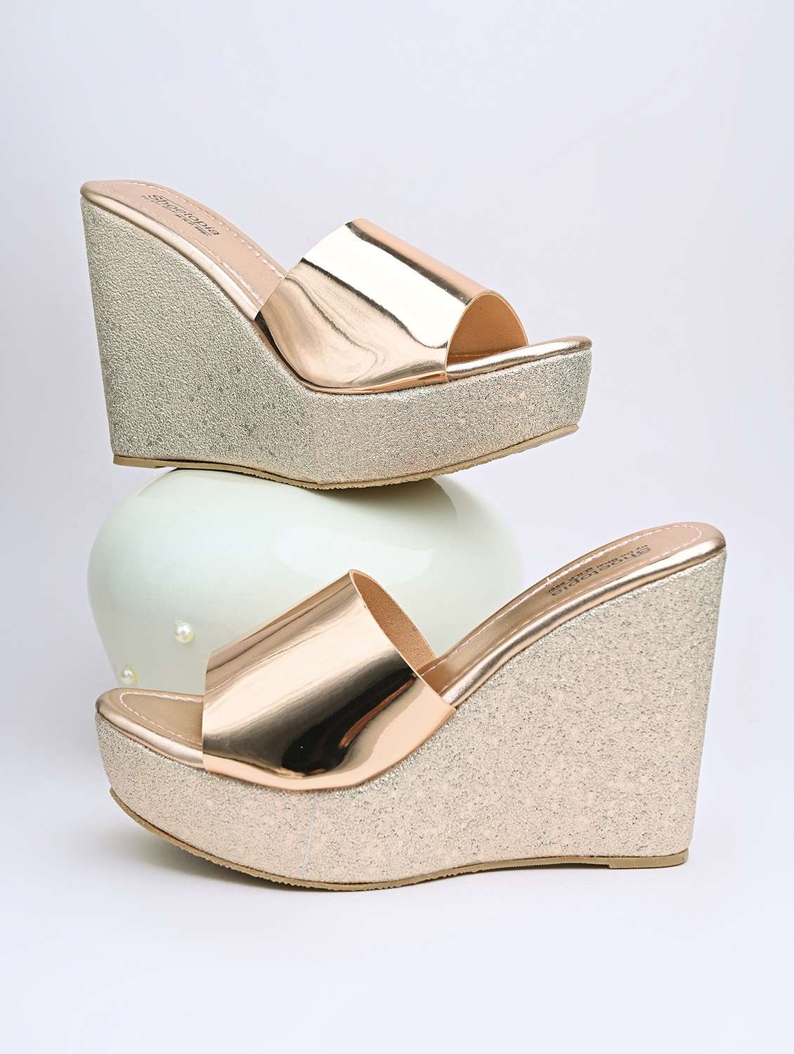 Buy online Shoetopia Women Pink Beige Solid Heels from heels for