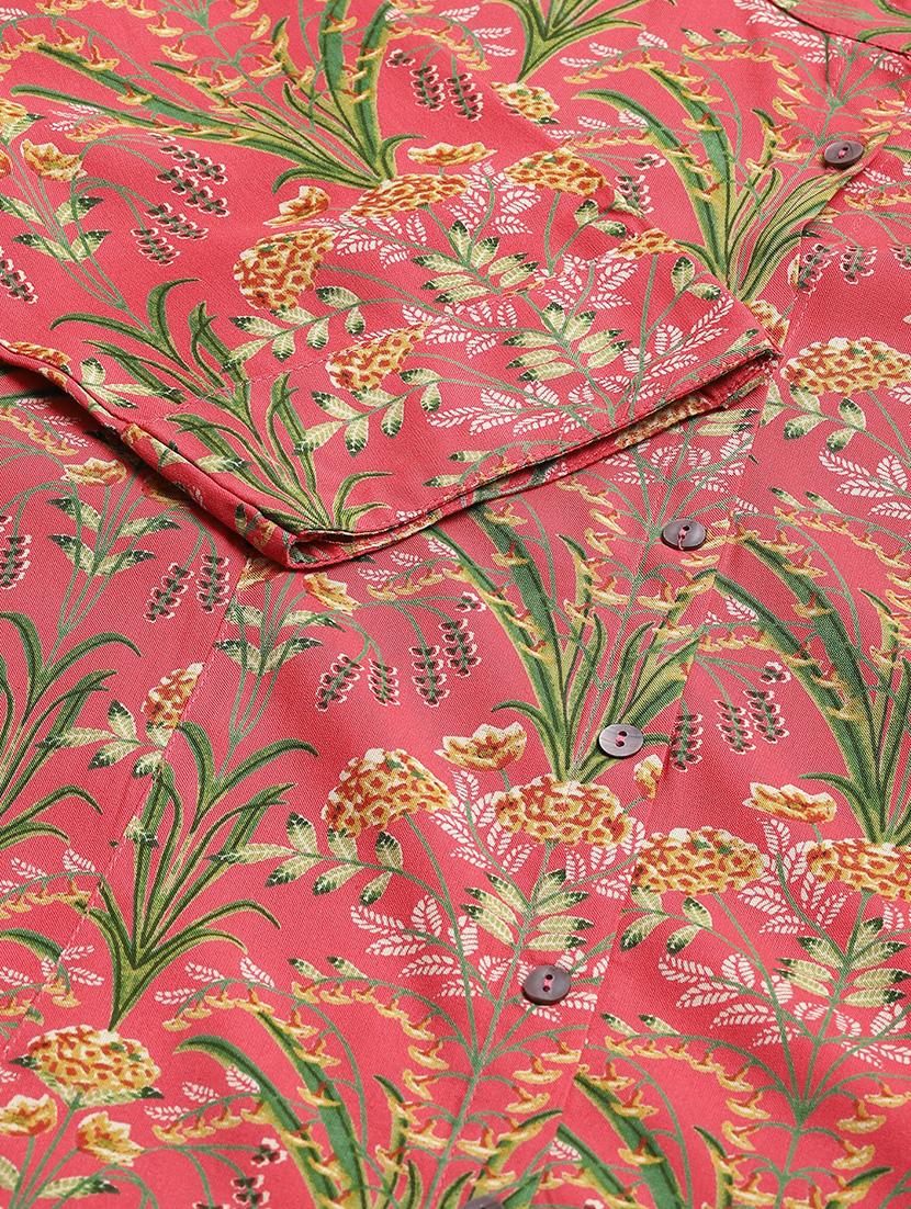 pink printed mandarin a line tunic - 18878036 - Standard Image - 5