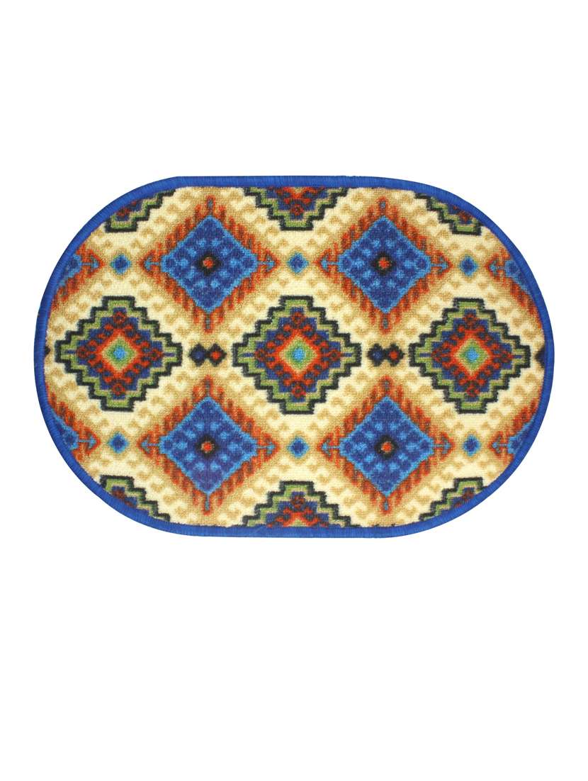 neska moda anti slip and anti skid blue microfiber oval shape floor/door mat (38x58 cm)-fm69 - 18880804 -  Zoom Image - 0