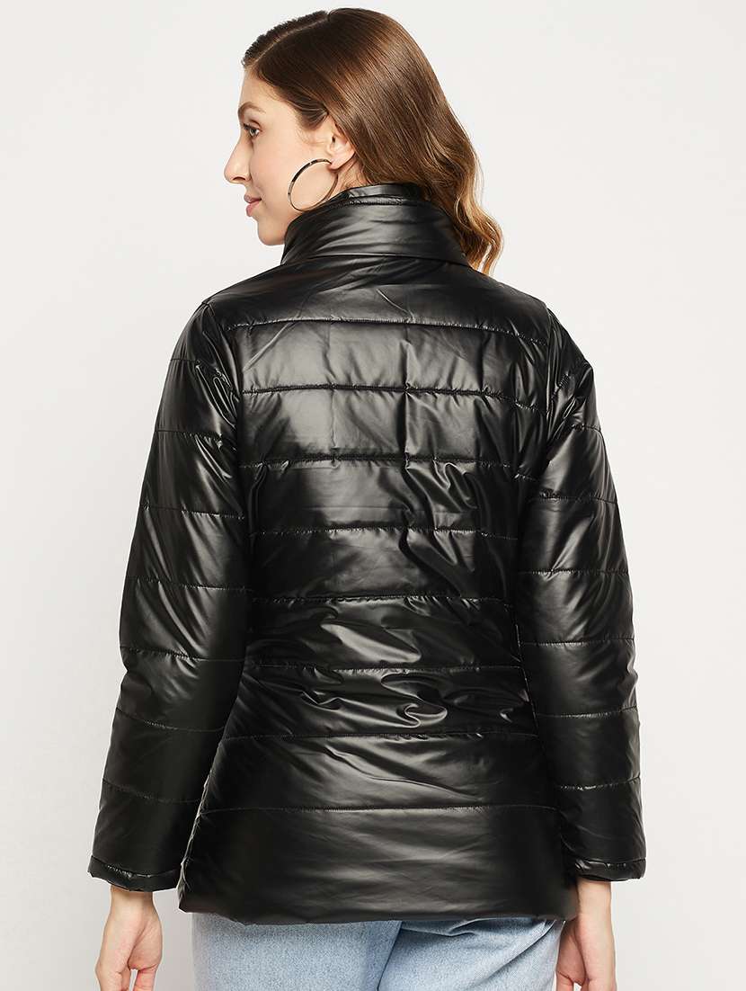 women solid long sleeve quilted jacket  - 18880954 -  Standard Image - 3