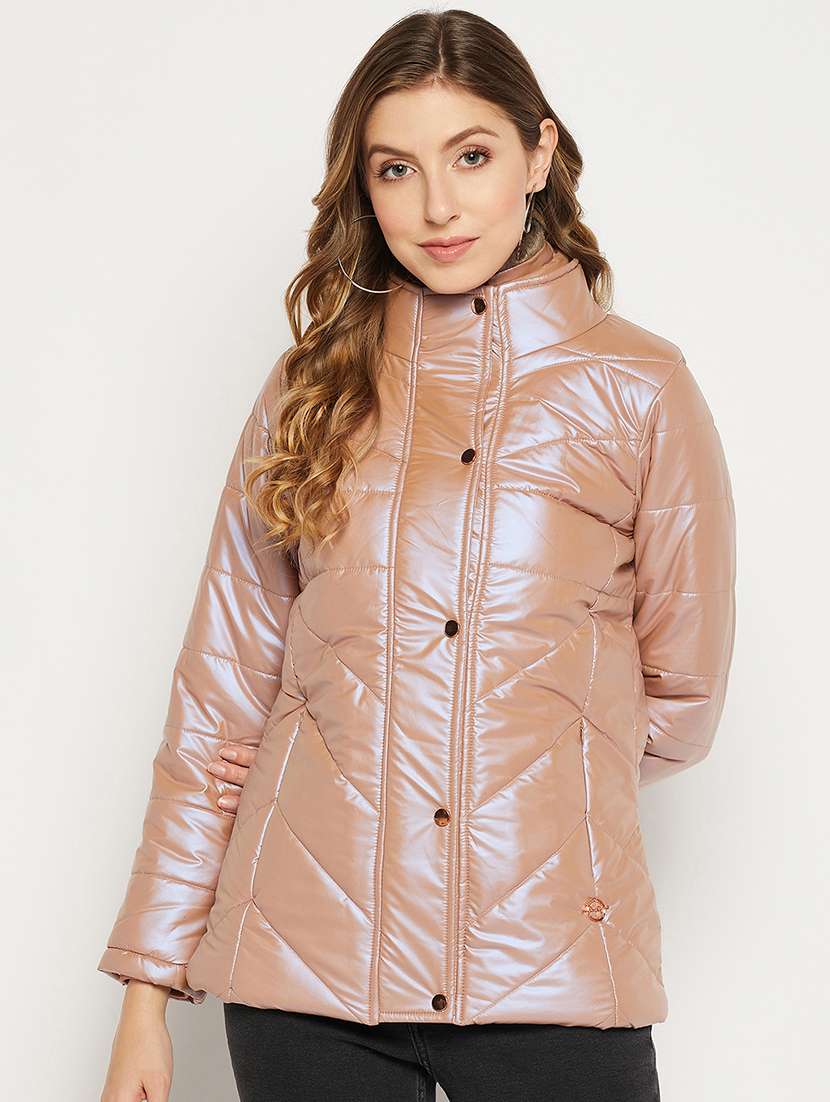 brown quilted jacket with standing collar - 18880955 -  Zoom Image - 0