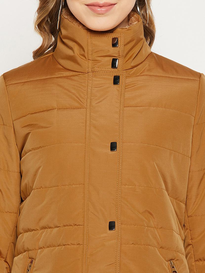 women solid long sleeve quilted jacket - 18880957 - Standard Image - 5