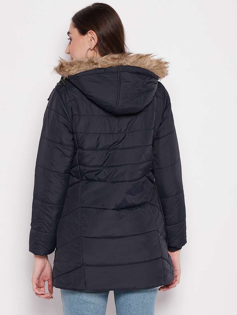 navy blue quilted hooded jacket  - 18880961 -  Standard Image - 3