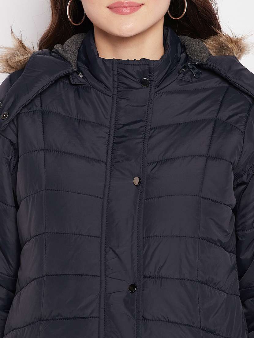 navy blue quilted hooded jacket  - 18880961 -  Standard Image - 5