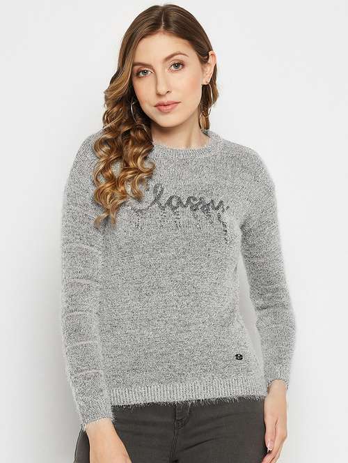 women sequence detailed round neck pullover - 18881376 -  Standard Image - 0