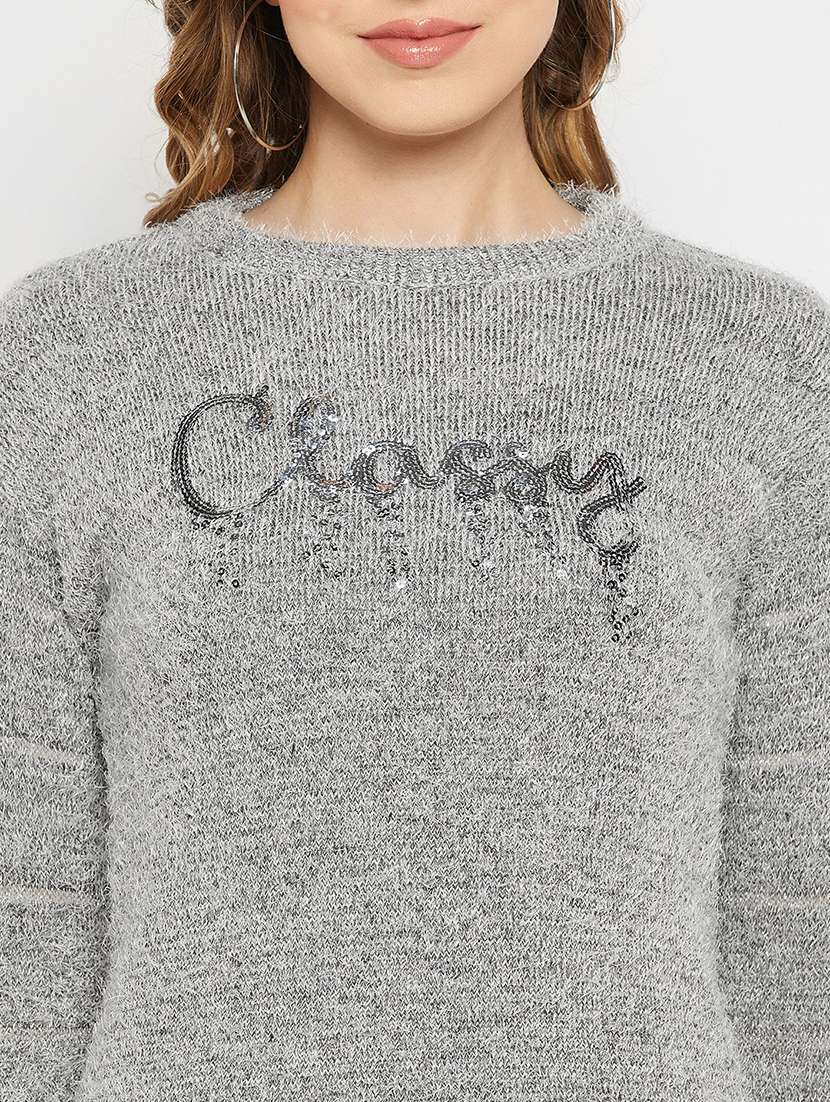 women sequence detailed round neck pullover - 18881376 -  Standard Image - 5