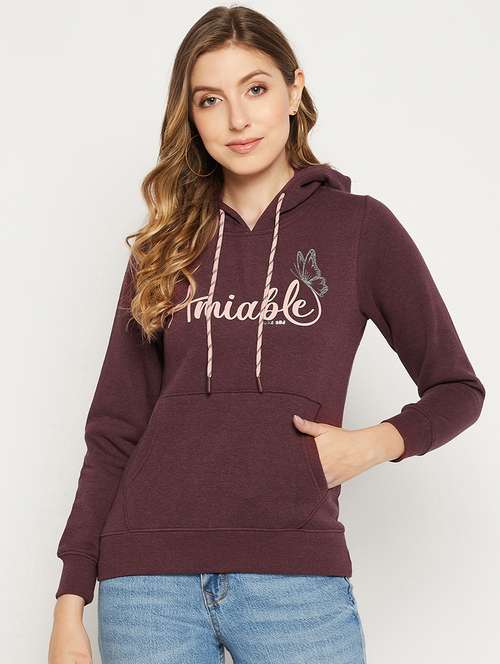 maroon coloured printed sweatshirt - 18881396 - Standard Image - 0