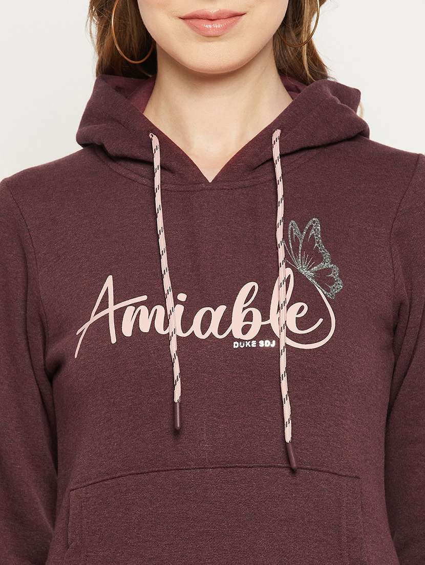 maroon coloured printed sweatshirt - 18881396 - Standard Image - 5