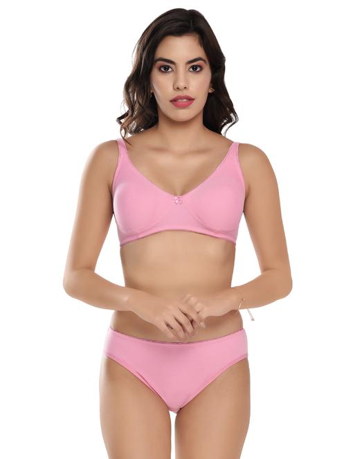 solid cotton regular bra & panty set - 18882548 - Standard Image - 0